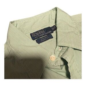 (16 34/35) Mens Green Polo Ralph Lauren Andrew Dress Shirt Classic Fit
